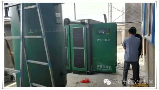110kw薩震節能空壓機安裝現場